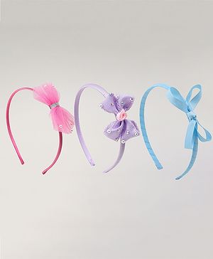 Babyhug Hair Bands With Bow Applique Pack Of 3- Multicolor