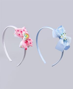 Babyhug Hair Bands with Bow Rainbow & Floral Applique Pack of 2 -  Pink & Purple
