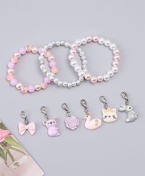 Babyhug Bracelets With Animal & Floral Design With 6 Charms Pack of 3 - Multicolor
