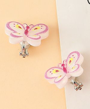 Babyhug Clip On Earrings With Butterfly Applique - Pink