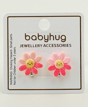 Babyhug Clip On Earrings With Floral Applique - Pink
