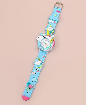 Babyhug Free Size Analog Watch With Unicorn Applique - Blue