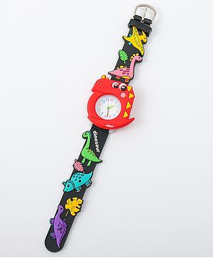 Babyhug Free Size Analog Watch With Dino Applique - Black
