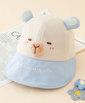 Babyhug Baseball Cap with Ear Applique & Embroidery Light Blue - Diameter 16 cm