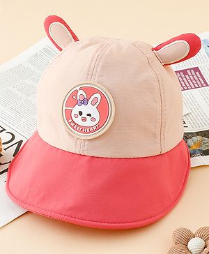 Babyhug Baseball Cap with Ear Applique & Patch Detailing Pink - Diameter 16 cm