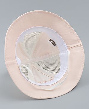 Babyhug Bucket Hat with Bear Embroidery & Ear Applique Light Pink - Diameter 16 cm