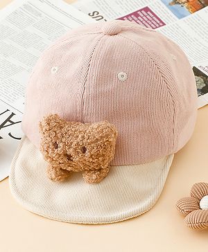 Babyhug Baseball Cap with Bear Applique Pink - Diameter 17 cm