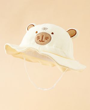 Babyhug Bucket Hat with Embroidery & Ear Applique Light Yellow - Diameter 16 cm