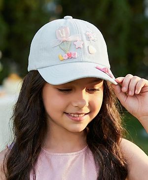 Pine Kids Cotton Baseball Cap With Heart & Star Applique Light Blue - Diameter 17 cm