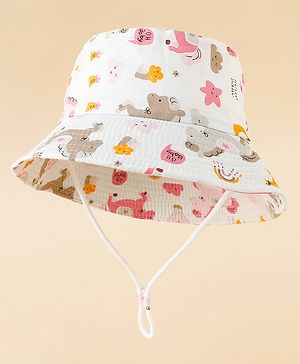 Babyhug Bucket Hat with Unicorn Print White - Diameter 17 cm