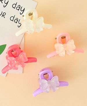 Babyhug Hair Clips with Bow Applique  Pack of 4  - Multicolor