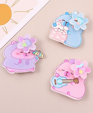 Babyhug Hair Pins And Clips With Glitter And Character Print Apptique Free Size Pack of 3 - Multicolor