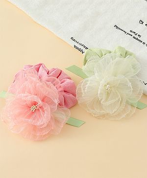Pine Kids Headbands  with Floral Applique Pack of 2 - Multicolor