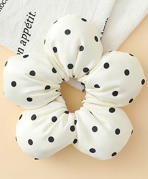 Pine Kids Free Size Scrunchie with Polka Dots Print - Cream