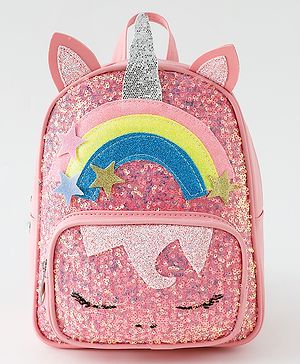 Babyhug Fashion Backpack with Sequins Applique - Pink