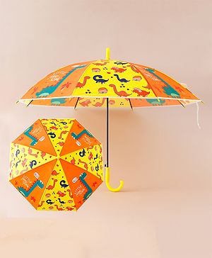 Babyhug Free Size Umbrella with Dinosaur Print - Yellow