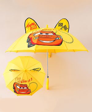 Babyhug Unisex Umbrella With Car Print & Applique - Yellow