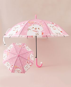 Babyhug Free Size Umbrella with Kitty Print -Pink