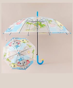 Babyhug Free Size Umbrella with Animal Print - Blue