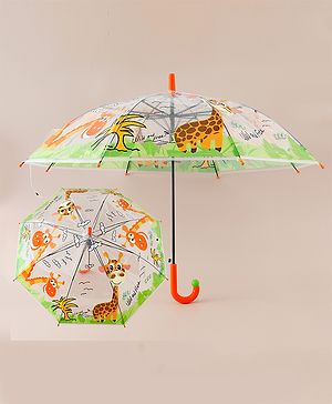 Babyhug Free Size Umbrella with Animal Print - Orange
