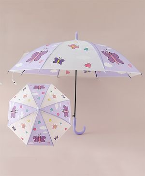 Babyhug Free Size Umbrella with Butterfly Print - Purple