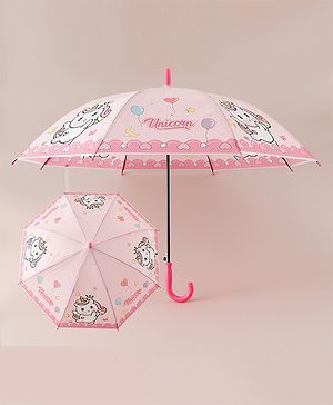Babyhug Free Size Umbrella with Unicorn Print - Dark Pink
