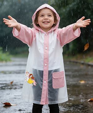 Babyhug Full Sleeves Raincoat With Unicorn Print - Pink
