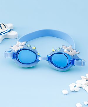 Babyhug Free Size Swimming Goggles With Sea Life Applique - Blue