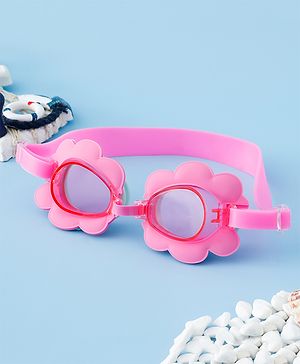 Babyhug Swimming Goggles With Floral Applique - Pink