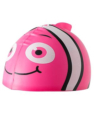 Babyhug Swimming Cap With Fish Print - Dark Pink