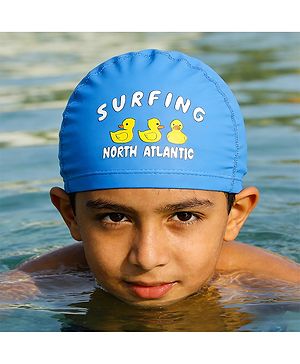 Babyhug Swimming Cap With Duck Print - Blue