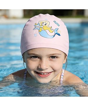 Babyhug Swimming Cap With Mermaid Print - Pink