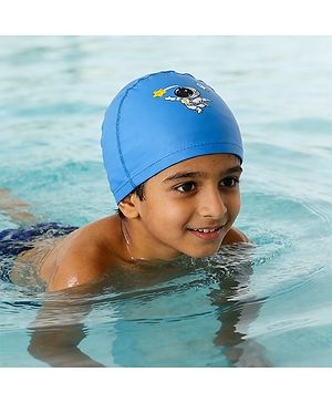 Babyhug Swimming Cap With Astronaut Print - Blue