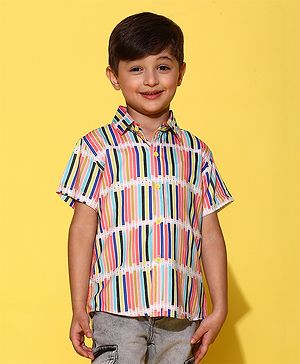 Tales & Stories Viscose Woven Half Sleeves Pencils Printed Shirt - Multi Colour