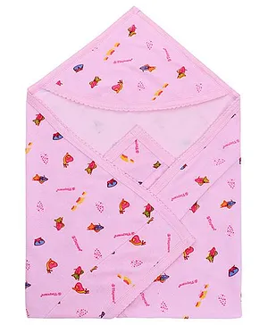 Tinycare Hooded Baby Towel Pink (Print May Vary)