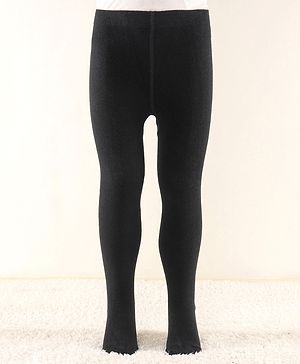 Cute Walk by Babyhug Knit Full Length Anti Bacterial Solid Colour Tights - Black