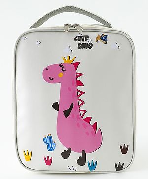 Babyhug Dino Water Resistant Lunch Bag -  Beige| Compact & Lightweight Lunch Carry Bag for Kids & Parents