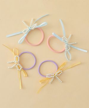 Babyhug Bow Applique Hairbands Pack of 4 - Pink & Purple