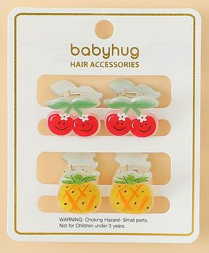 Babyhug Hair Clips with Fruit Applique Pack of 2 - Red & Yellow