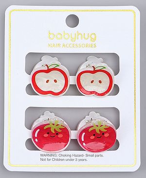 Babyhug Hair Clips with Fruit Applique Pack of 2 -  Red & White