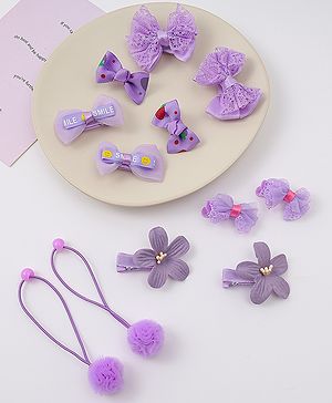 Babyhug Hair Accessories Combo Sets   With Floral Applique Free Size Pack of 6 - Purple