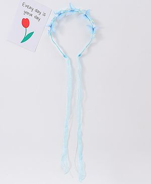 Babyhug Free Size Hair Band With Floral Applique With String - Blue