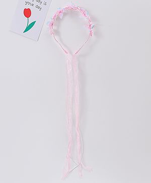 Babyhug Free Size Hair Band With Floral Applique With String - Pink