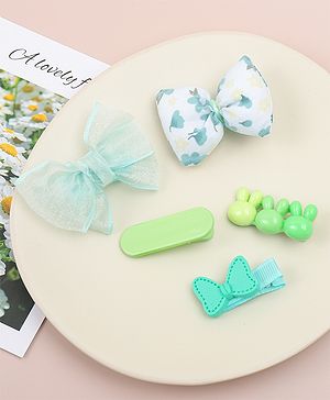 Babyhug Bow Hair Clips Pack of 5 - Green