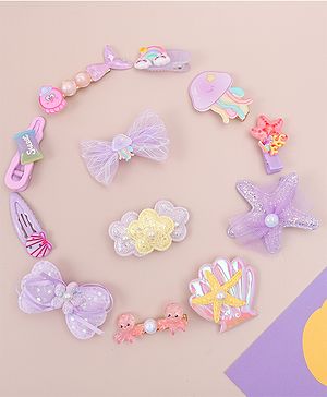 Babyhug Hair Pins And Clips  Free Size Pack of 12 - Purple