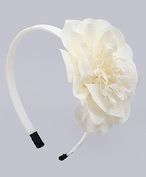 Babyhug Free Size Hair Band With Floral Applique - White