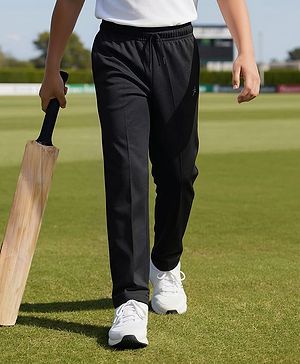 Pine Active Woven Full Length Super Stretch Solid Coloured Track Pant - Black