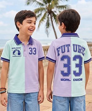 Pine Kids Cotton Knit T-Shirts Polo Neck Half Sleeves Graphic Multi Colors 4-5 Years