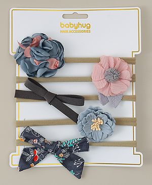 Babyhug Headband with Bow & Floral Applique Pack of 5 - Multicolor