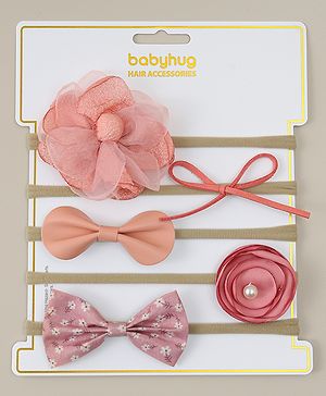 Babyhug Headband with Bow & Floral Applique Pack of 5 - Multicolor